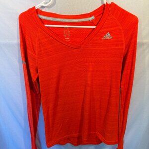 Adidas Shirt Womens S Orange Climalite Athletic Workout Stretch Running Active